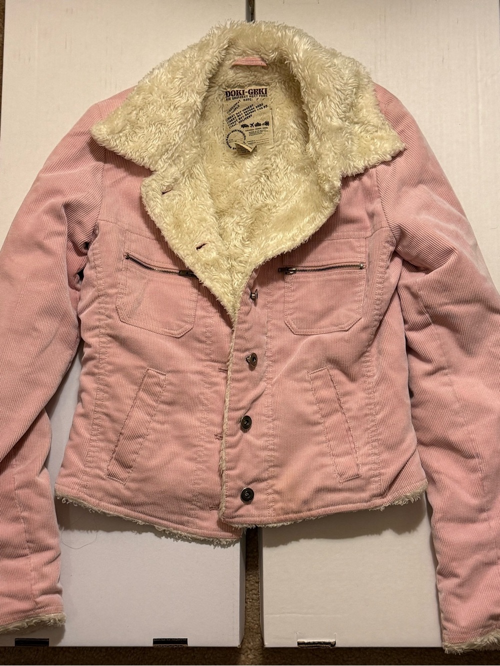 Doki Geki Women's Pink Corduroy Sherpa Jacket